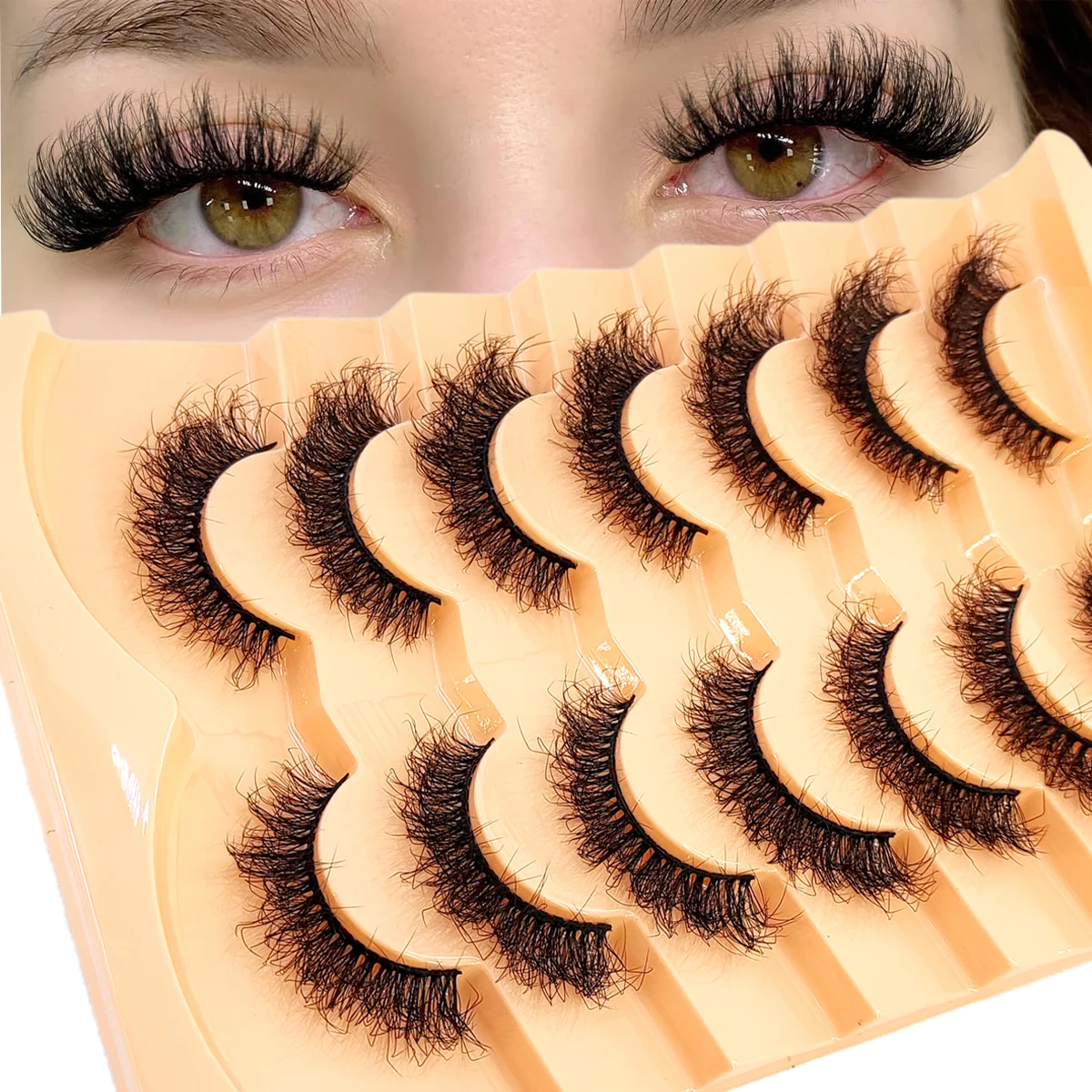 Neu: 7 Paar 3D Faux-Mink-Wimpern, flauschig, weich, voll, dick, natürlich lang, geschwungene Wimpern, Großhandel
