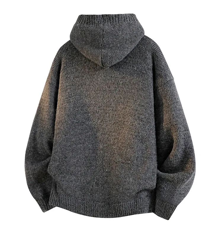 Neuer Herren-Cardigan mit Kapuze für Herbst und Winter, lockerer Strickpullover, warme Streetwear-Jacke für Studenten, weiches, lässiges Hemd für den Alltag, Herrenmode – Detail 10