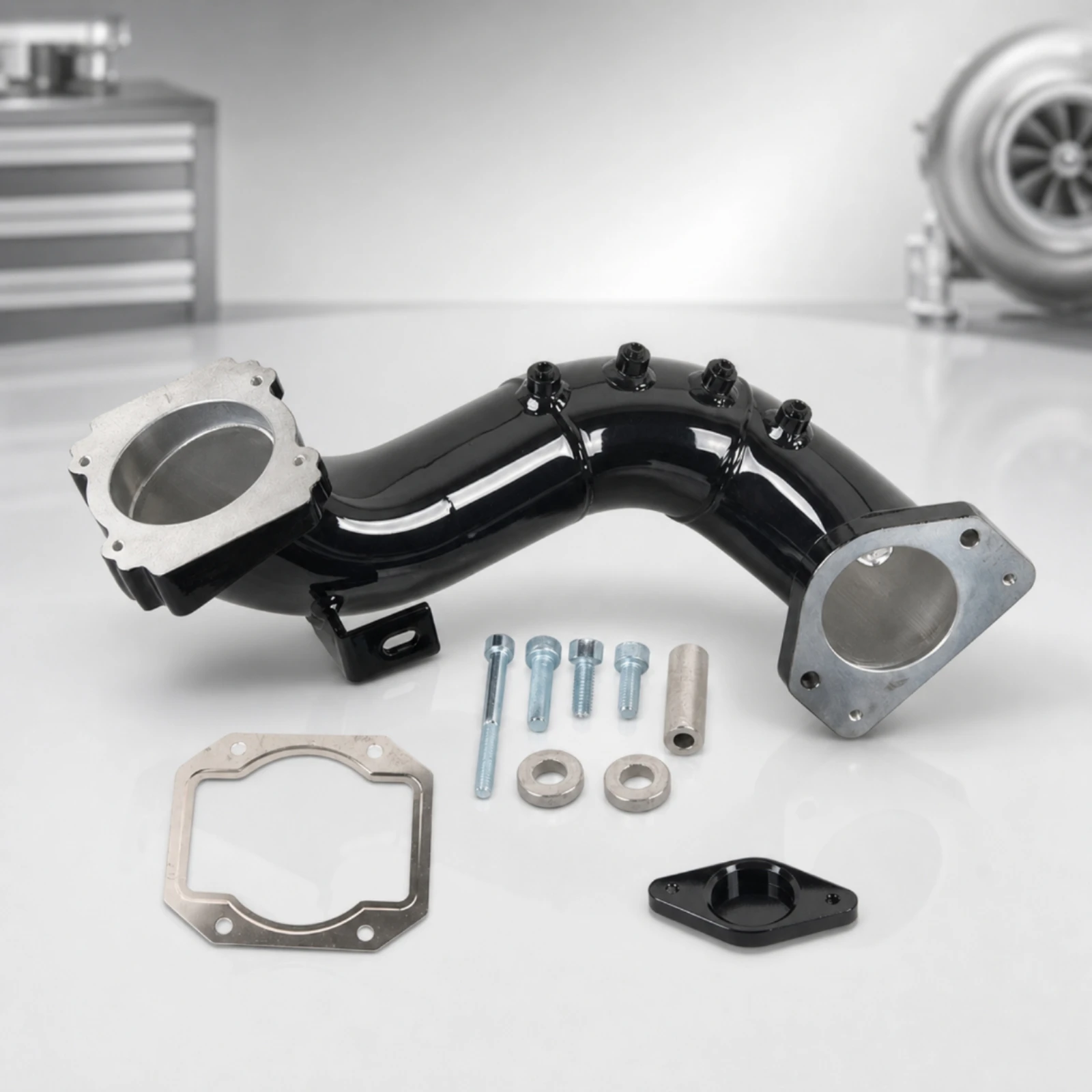 Intake Pipe with Hardware Coated Turbodiesel Intake Elbow Intercooler Pipe Set Curved Glossy for Car Enthusiasts, Engine Upgrade