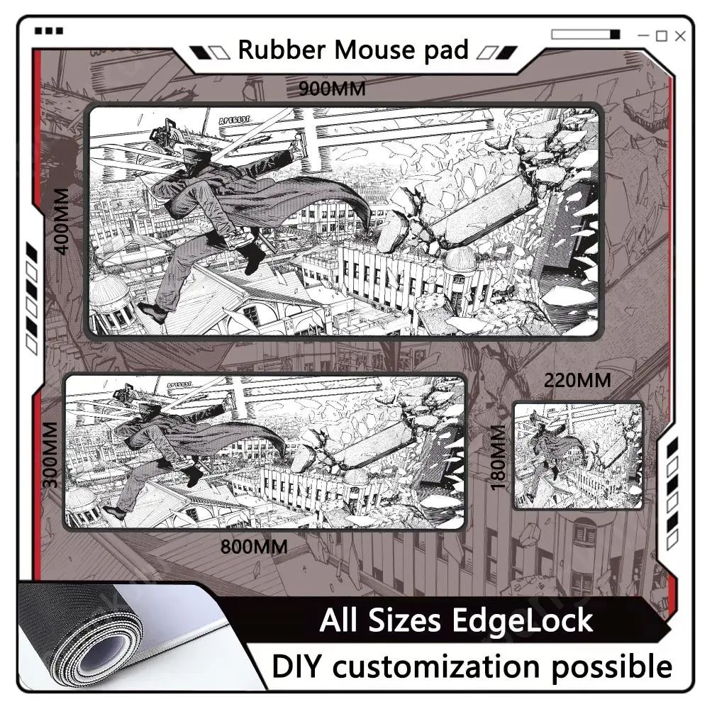 C_Chainsawes computer mat Anime figures Non-Slip Rubber New products Office gadgets Edge locking Offices accessories Mousemat