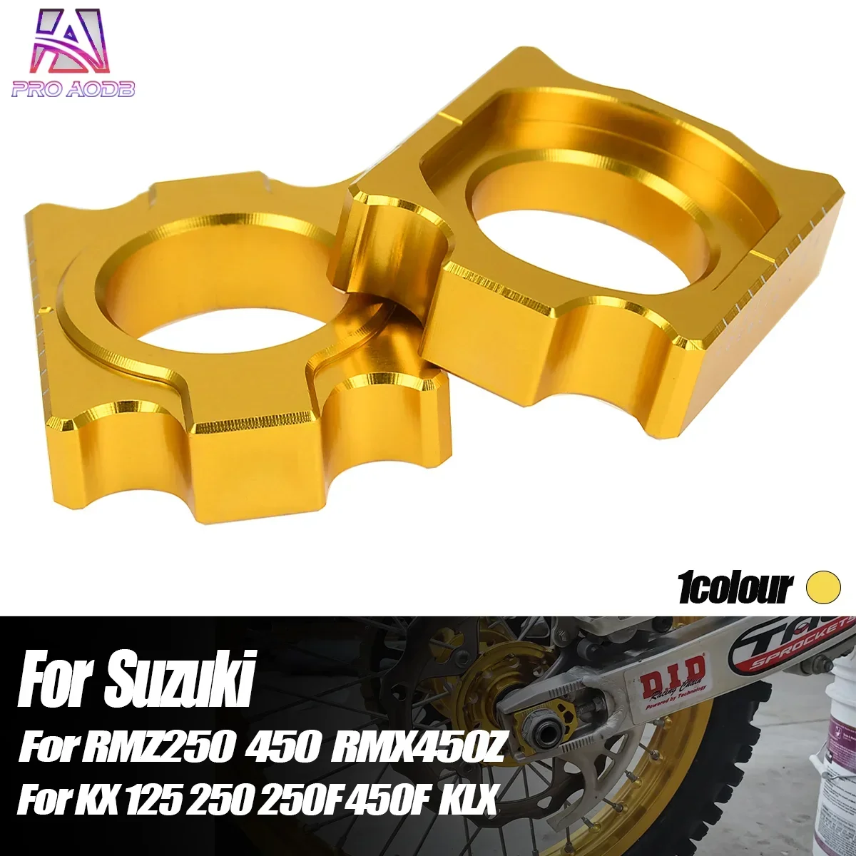 Motorcycle CNC Rear Chain Adjuster Axle Blocks For Suzuki Kawasaki RMZ250 RMZ450 RMX450Z KX125 KX250 KX250F KX450F KLX450R