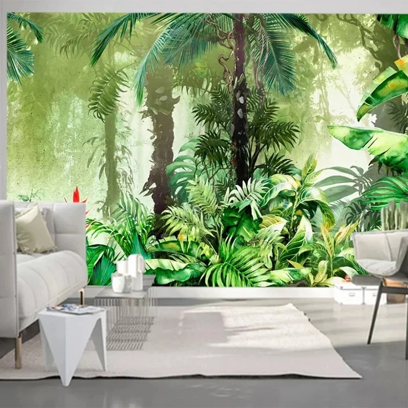 Customized Mural Wallpaper 3D Green Leaf Tropical Plants Forest Restaurant Living room TV background wall bedroom wall fabric 8d