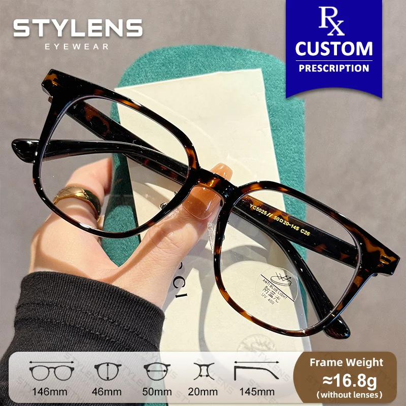 STYLENS Lunettes de Myopie Décontractées à la Mode pour Hommes, Lunettes de Lecture Minimalistes Bloquant la Lumière Bleue, Lunettes Progressives Personnalisées