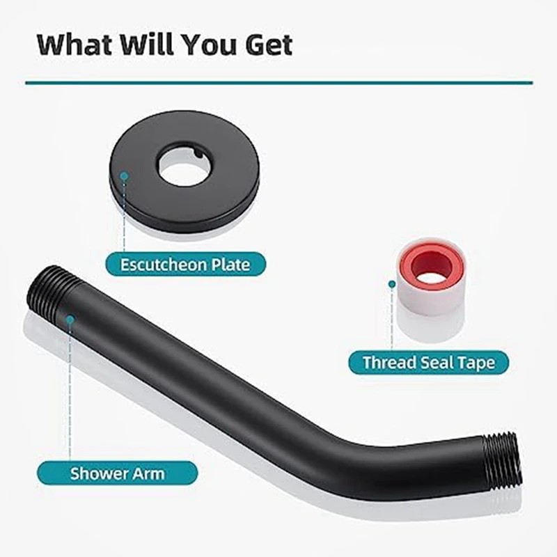 Extensão fixada na parede do braço do chuveiro, 6 ", tubulação fixada na parede, braço para a cabeça fixa