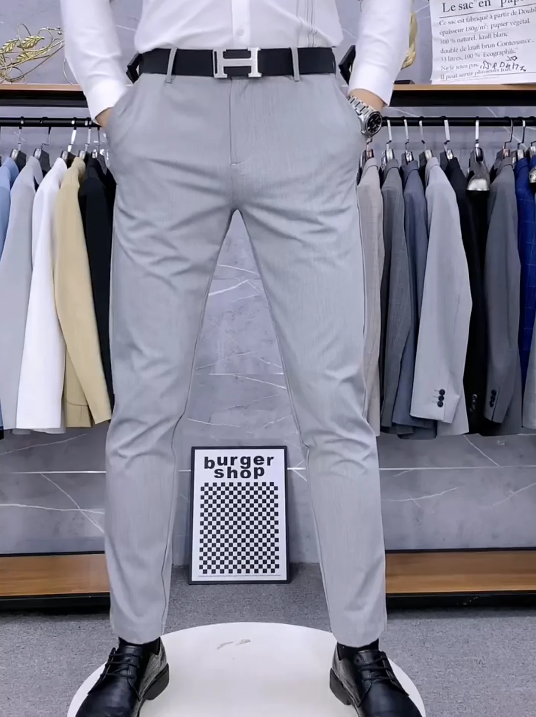 

Casual Slim Fit Men's Faionable Comfortable Busin Casual Spring Summer New Sle West Pants Antibacterial Long Trousers