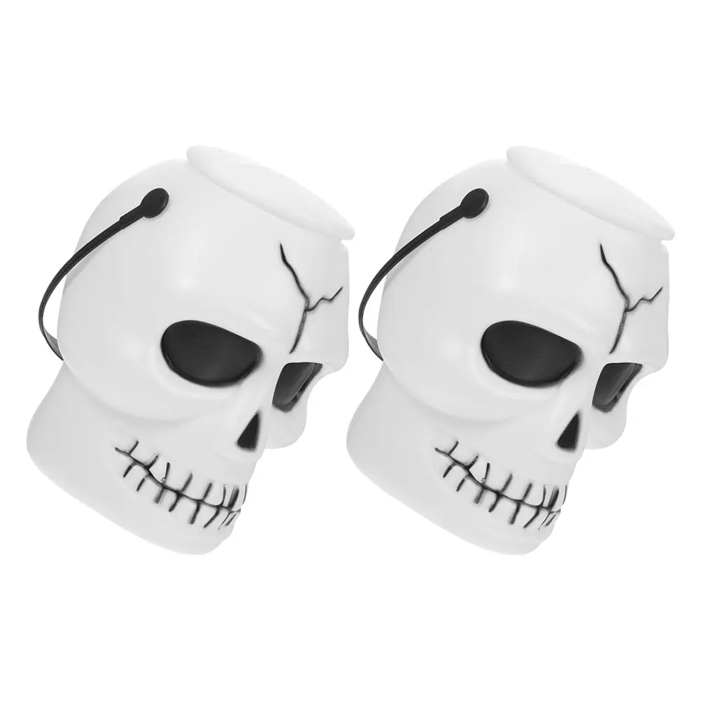 

Halloween Treat Pail 2 Pcs Plastic Candy Containers with Lids Jar Cookie Bucket Party Snack Box Decorations
