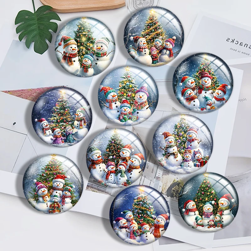 Snowmen Families Clipart 12/18/20/25mm glass cabochon  bracelet pendant rings for jewelry demo earrings back Making findings