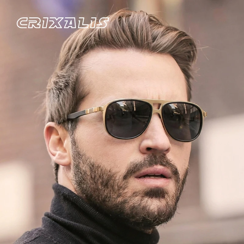 CRIXALIS Pliot Polarisierte Sonnenbrille Herren 80er Jahre Klassisch Vintage Klassisch Retro Metall Sonnenbrille Fahren Angeln UV400