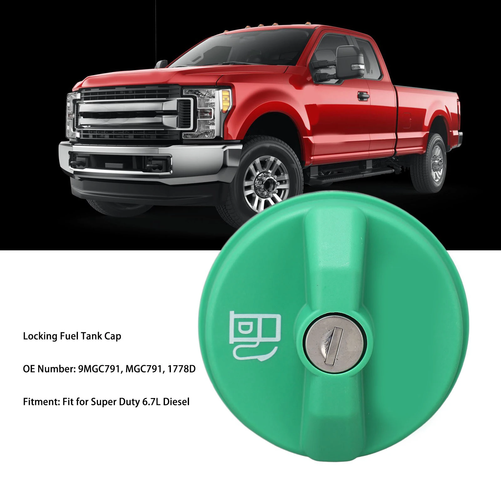 Locking Fuel Tank Cap With 2 Keys 9MGC791 Enhanced Safety Reliable Diesel Fuel Tank Locking Cap For Super Duty 6.7L Diesel