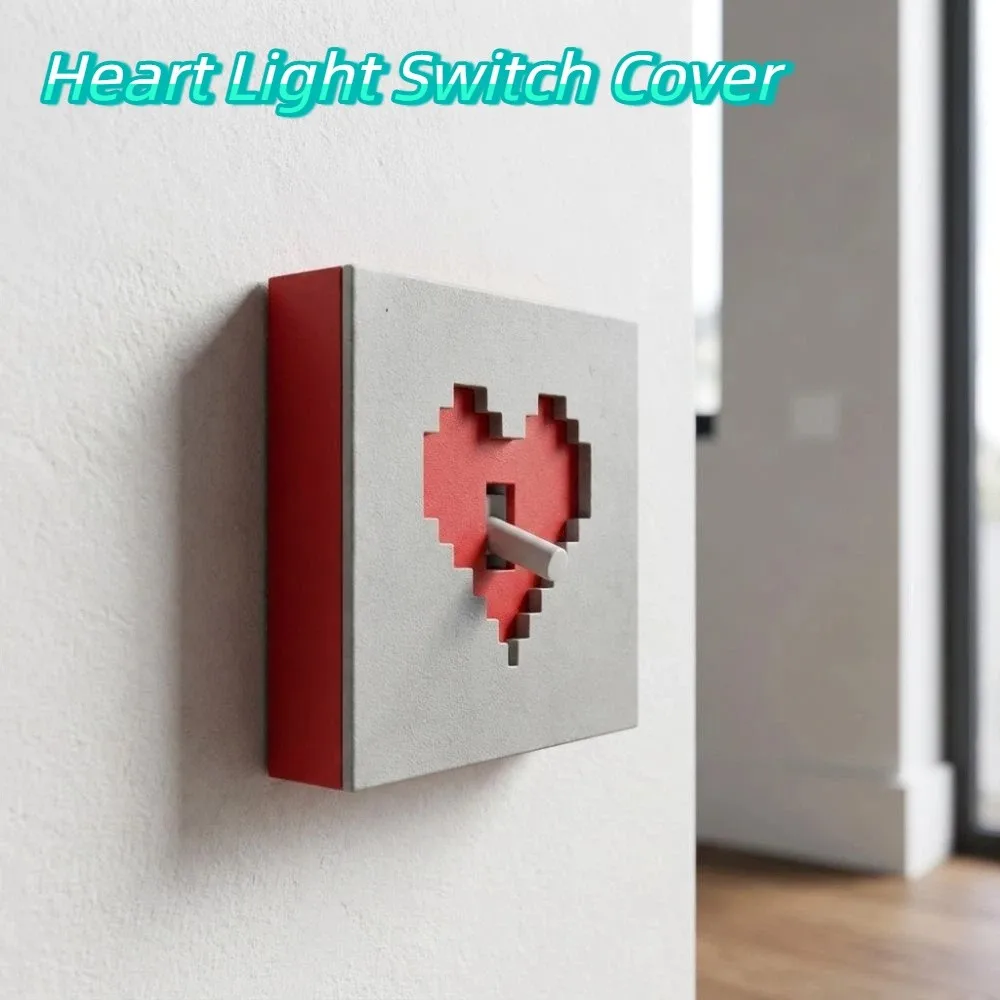 3D Printed Pixel Heart Light Switch Cover Retro Game Style Waterproof Wall Switch Plate Decor Shell Removable