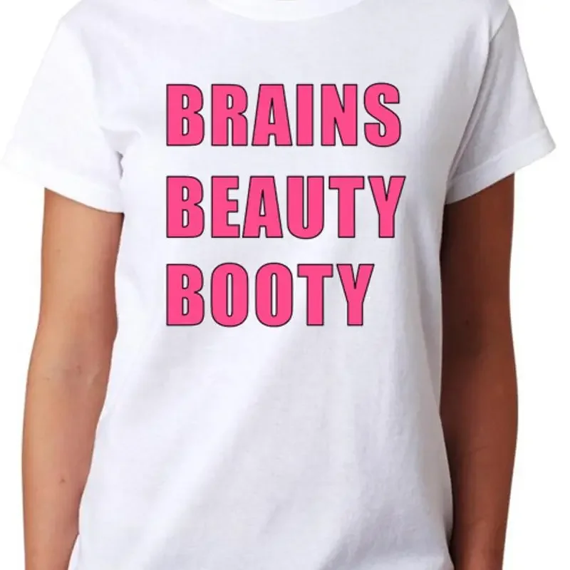 Beauty Booty Brains T Shirt Ladies Fitted Womens Fashion Top