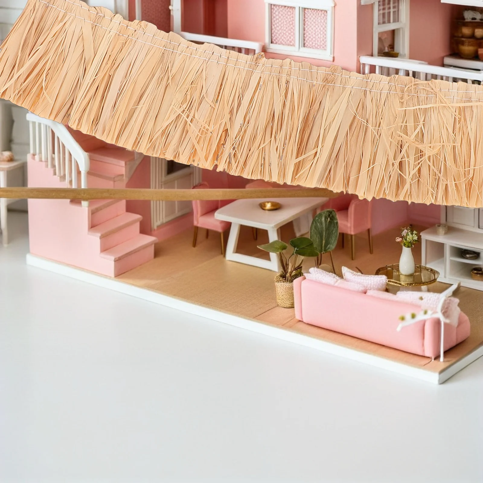 Matériel de toit de paille de chair Miniature, 9 pièces, 20x5cm, Faux rouleau de chair pour maison de poupée, artisanat de toit d'herbe, décor de paille, bricolage