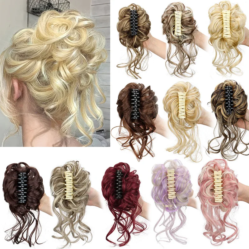 Synthetic Hair Bun Wig For Women Elastic Rubber Band Hair Extentions Chignon Heat Resistant Bun Black Brown