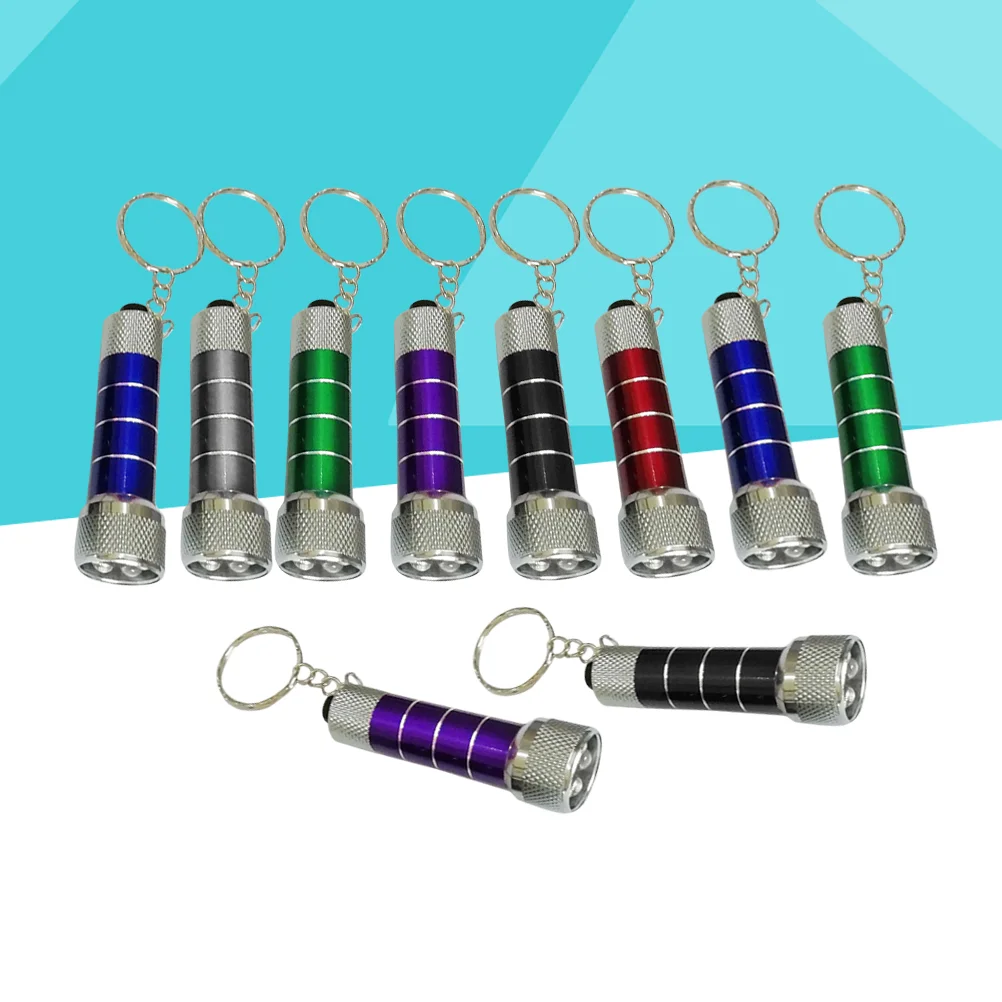 10 Pcs Powerful Flashlight Mini Torch Keyrings Keychain Convenient Key-chain Random Color Perfect Gift for Family Friends