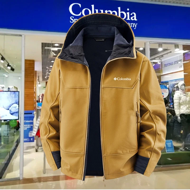 

Men's Fce Lined Thiened Autumn Winter Jaet Casual Loose Fit Hooded Windproof Waterproof Coat Warmth And Sle Combined