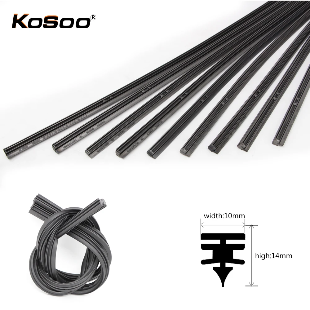 KOSOO tiras de goma Natural para limpiaparabrisas de coche, accesorios para parabrisas de 14, 16, 17, 18, 19, 20, 21, 22, 24, 26 y 10mm