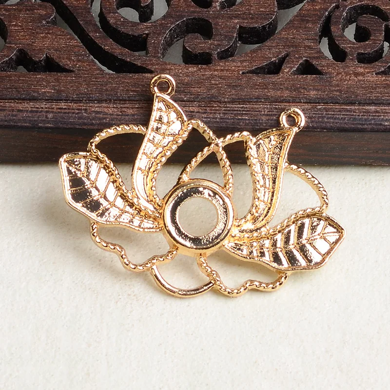 100 pieces set material, hollow lotus flower pieces DIY handmade bridal headgear hair accessories hairpin spot wholesale