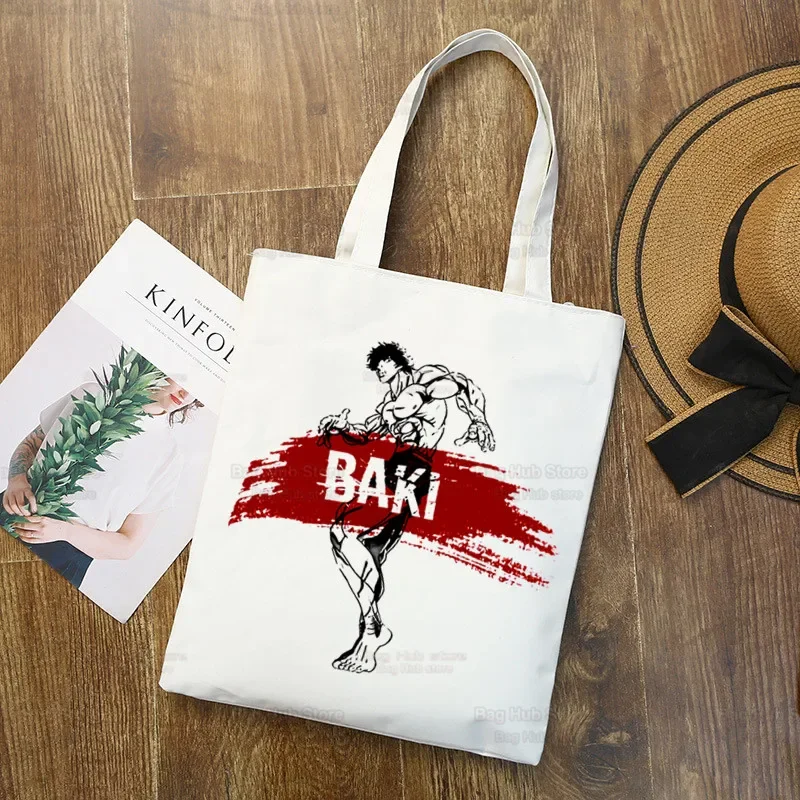 

Yujiro Baki Hanma Canvas Shopping Shoulder Bag Eco Grappler Fighting Fighter Anime Handbag Tote Reusable Grocery Shopper Bags