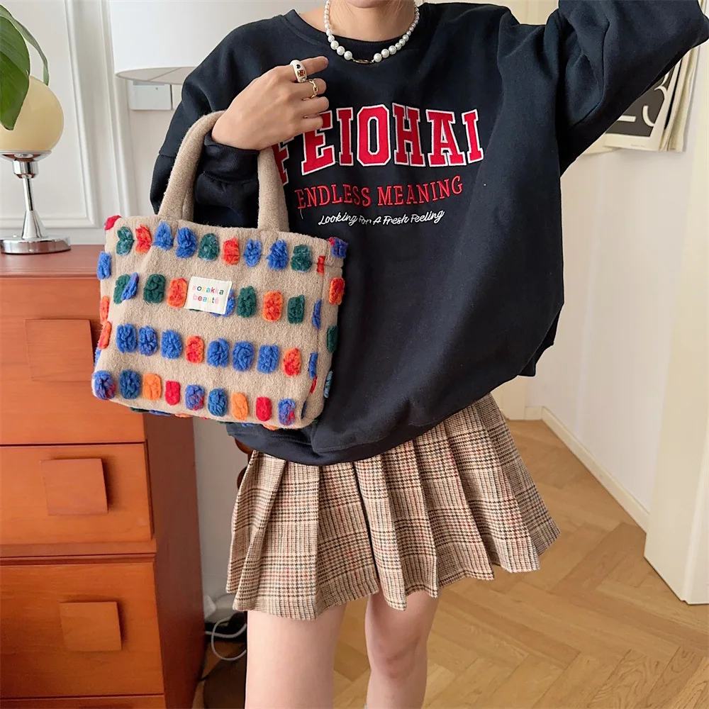 

Handbag Bucket Type Storage Bag Plush Bucket Bag Plush Shoulder Bags For Everyday Use Women's Fashion Travel Accessory