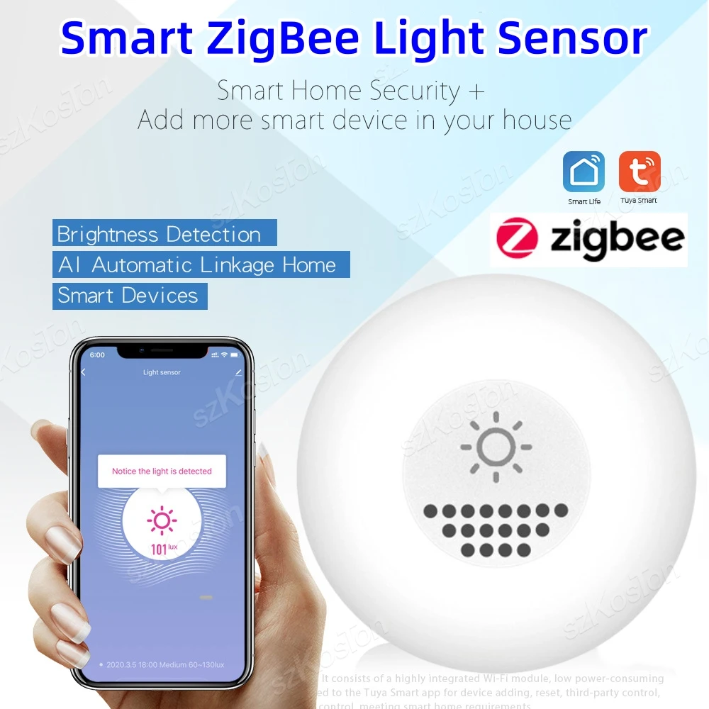 

Tuya ZigBee Light Sensor Illumination Sensor Brightness Detector Smart Home Automation Linkage Control Work with Smart Life