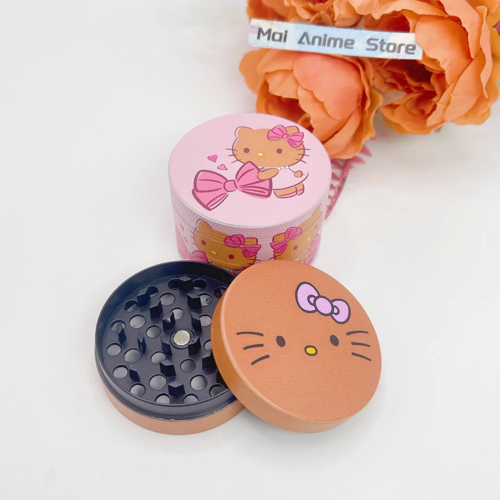 2inch Hello Kitty Herb Grinder Metal Sanrio Mortar Spice Mill Manual 4-layer Salt Grass Tobacco Grinder Smoke Cigarette Tool image 3