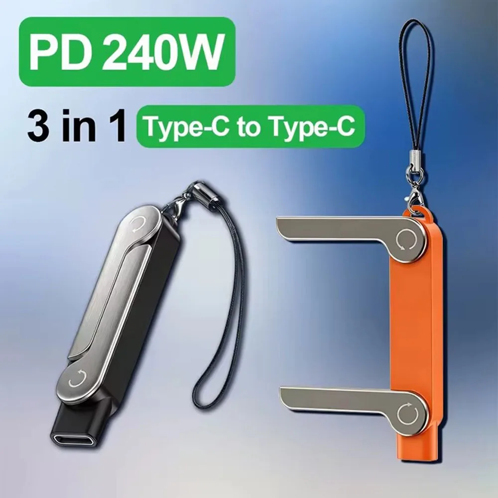 1pc Flat Type-C Phone Charging Bracket Adapter with 240 W Fast Charging Support OTG Functionality Foldable Desktop Mounting Stan - view 2
