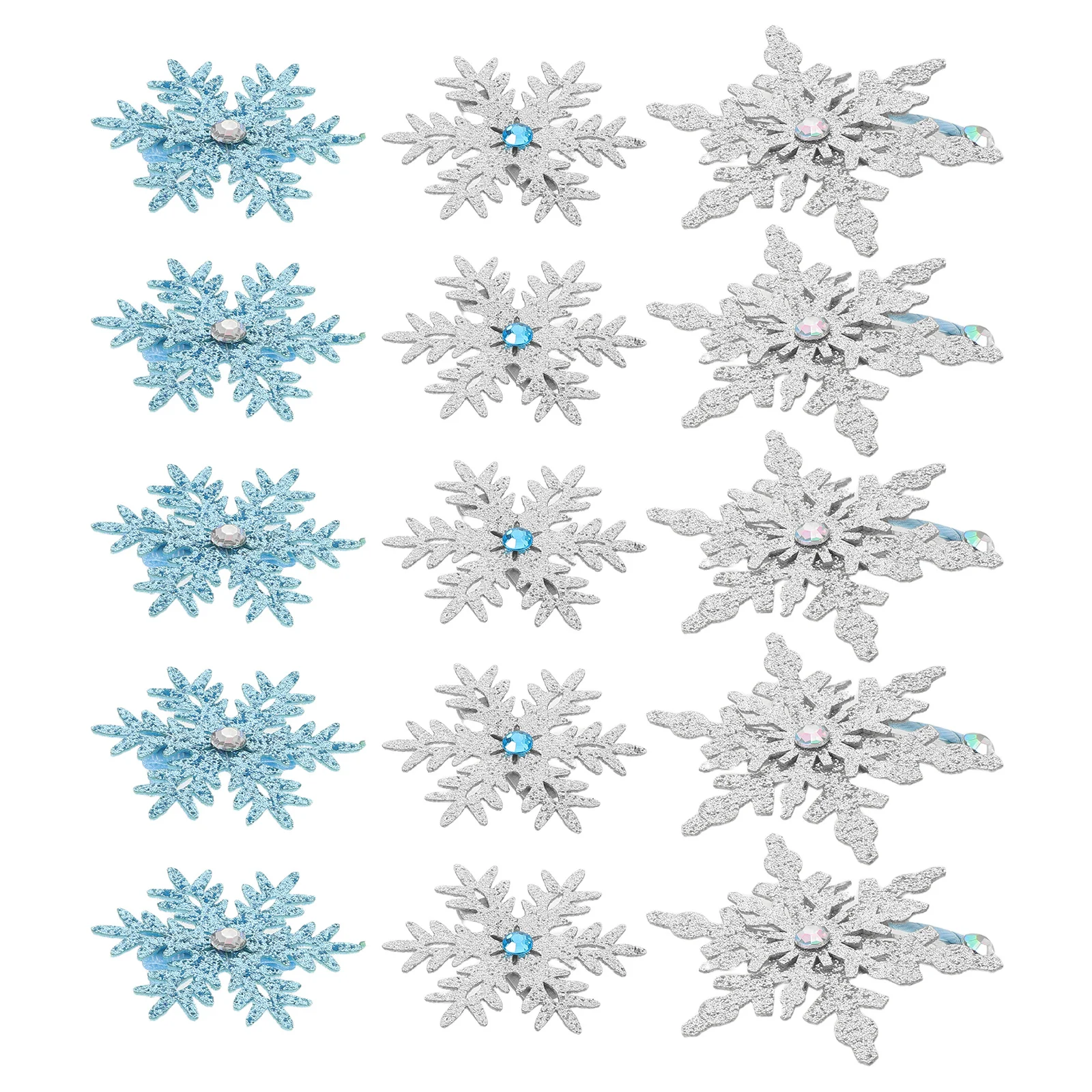 

15Pcs Snowflake Hair Clips Duckbill Barrette Rhinestone Winter Wedding Holiday Party Accessories Non Slip Side Hairpin Sparkly