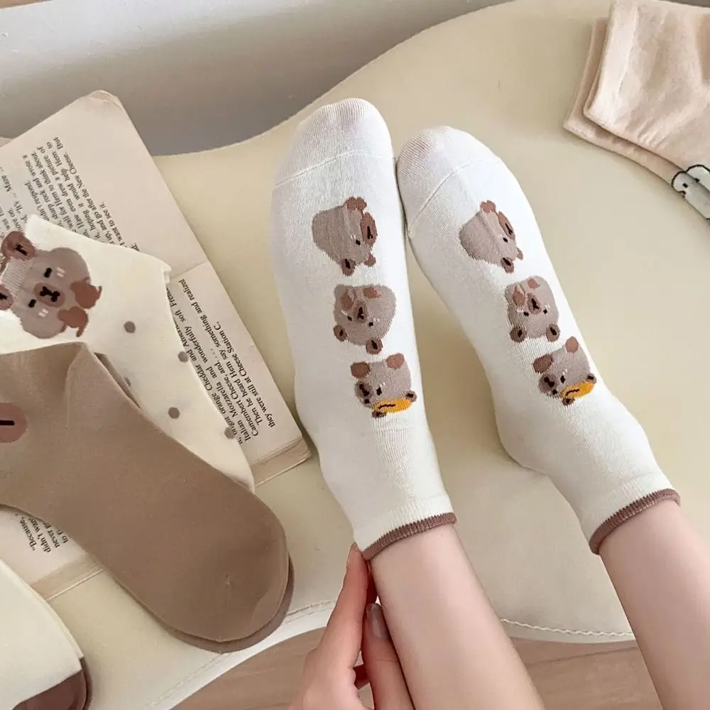 Sweet Cotton Capybara Socks Soft Japanese Mid-tube Socks Thin Cartoon Casual Hosiery Student