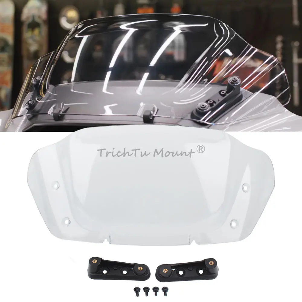 

For Harley Street Glide FLHX CVO FLHXSE 2023+ 10" Front Upper Fairing Windshield Motorcycle Windscreen Wind Deflector Splitter