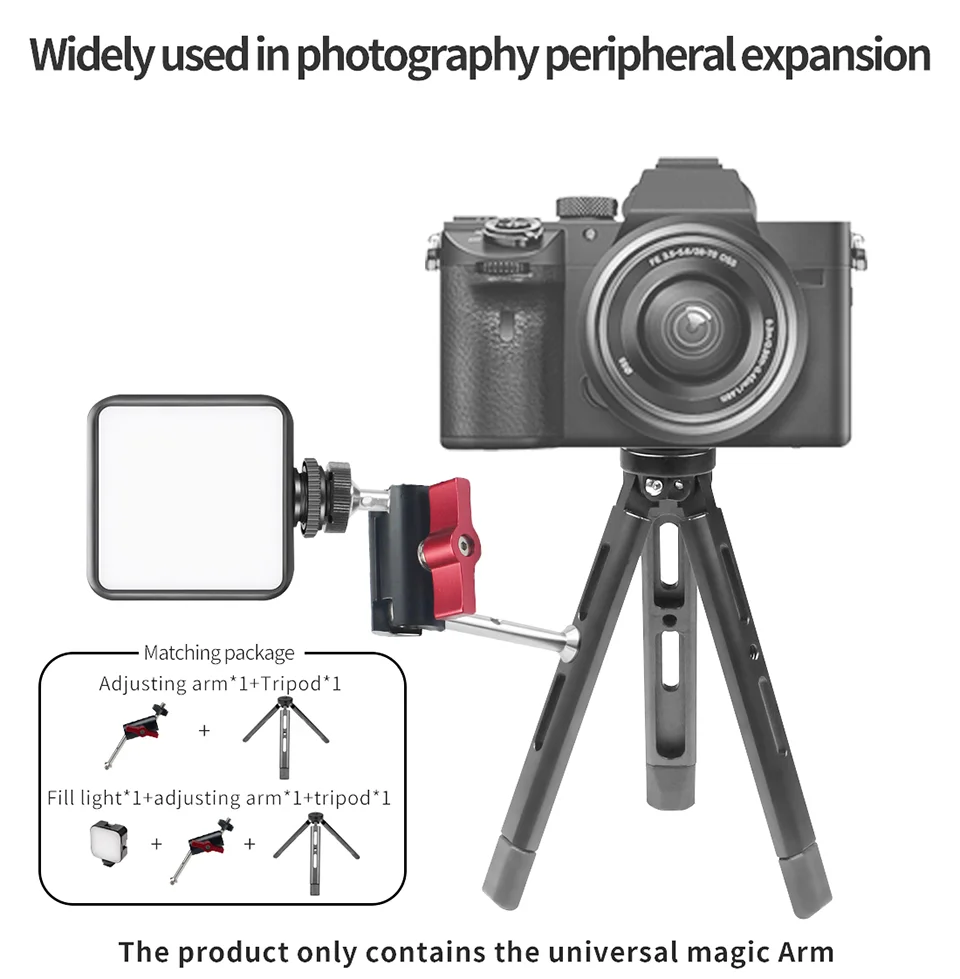 360-Stativ-Adapter für Magic Arm, Dual-Kugelkopf, 1/4 Zoll Schraube, Gelenkanschluss für Kamerakäfig, Monitorständer, LED-Lichthalter – Detail 4