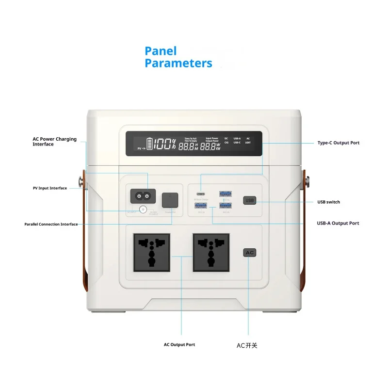 

LiFePO4 Battery Solar Charging Pure Sine Wave Outdoor Energy Storage Power Supply