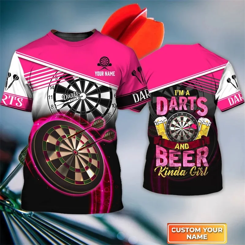 New In Men's Dart Player T Shirt Tops Casual Short Sleeve Crew Neck Dart Sport Tshirts Clothes Mens Oversized Tees Shirt