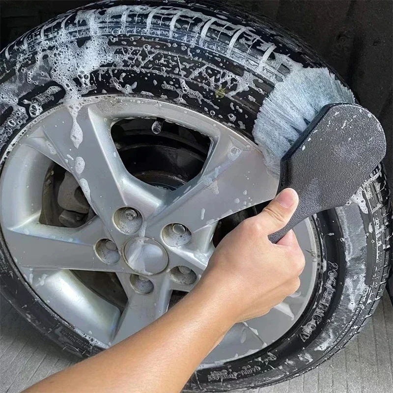 Car Wheel Cleaning Brush Detail Brush Short Handle Tire Rim Washing Brush Vehicles Cleaning Maintain Tools Auto Accessories