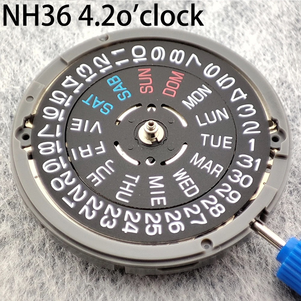 

Original Japanese accessory NH36 automatic mechanical watch movement crown at 4.2 o'clock date/week replacement parts