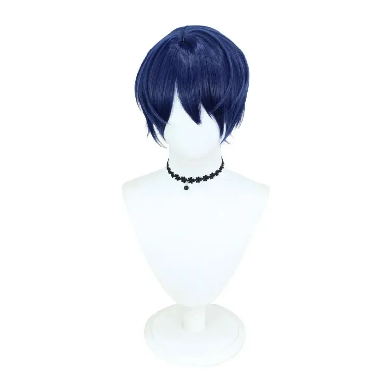 Peluca de Cosplay de Anime Marius von Hagen, pelucas cortas de 30cm de color azul oscuro, pelo sintético resistente al calor para fiesta de Halloween