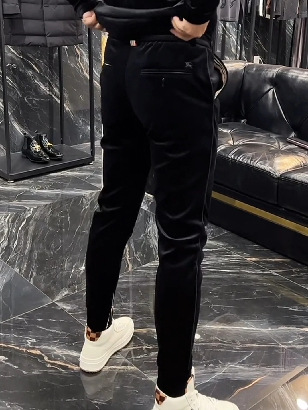 

Spring Casual Sports Soft Velvet Slim Fit Men's Pants Faionable Cuffed Elastic Waist Long Faion Urban Sle Antimicrobial