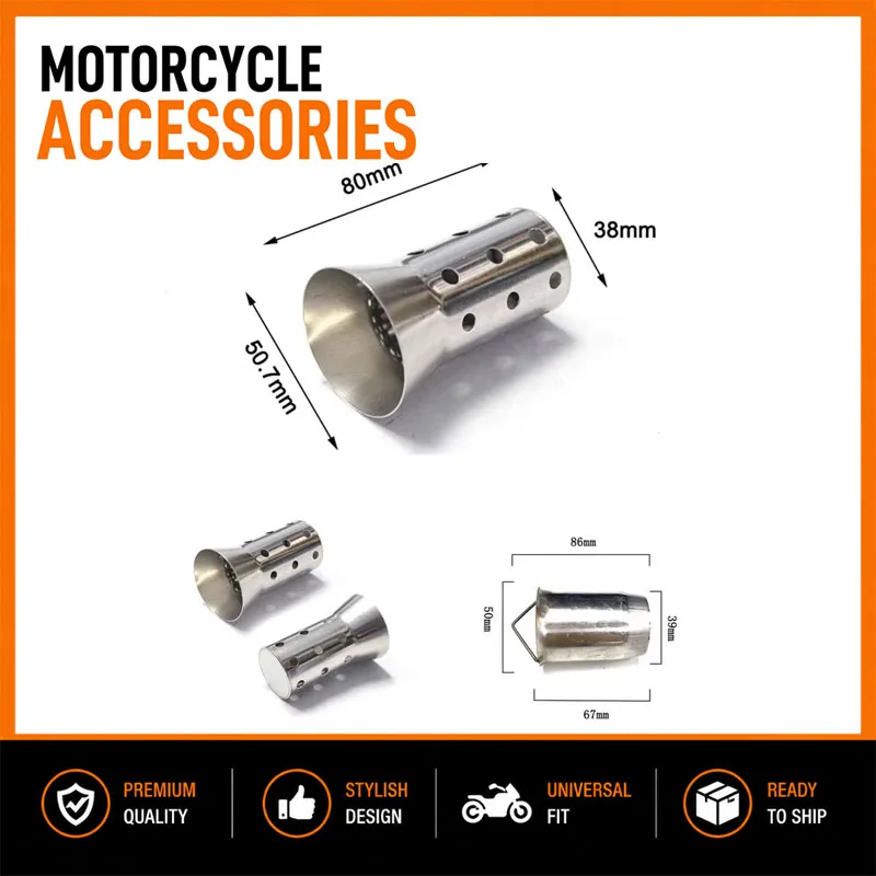 DB Pipe Universal 51 mm Auspuff für Motorräder, abnehmbarer Schalldämpfer, Schallreduzierer für Honda Yamaha, Geräuscheliminator