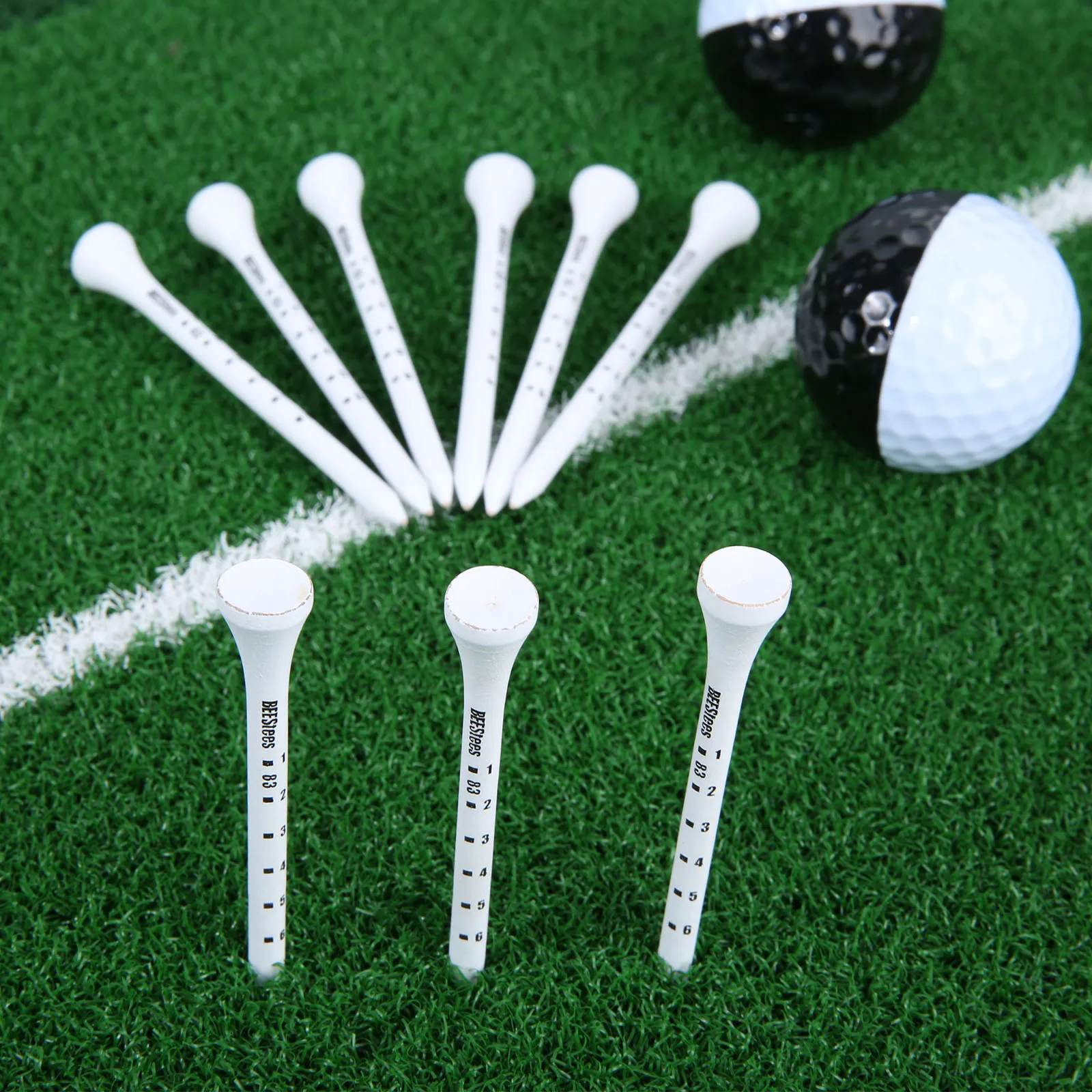 gohantee Professional 50 Pcs Golf Tees 83mm White Golf Wood Tees With Deep Mark For Irons Hitting Golf Practice Accessories