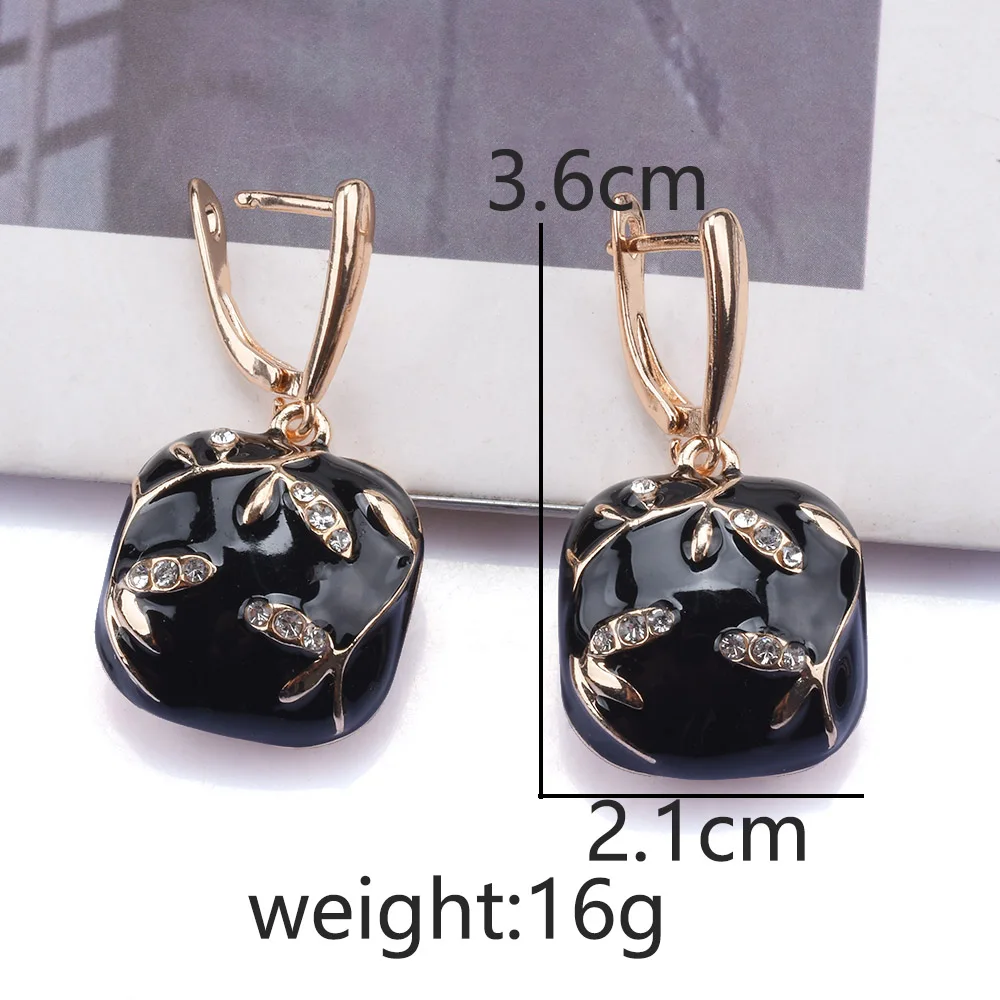 2026 New Fashion White Black Enamel Drip Oil Square Oval Dangle Earrings Women Indian Statement Metal Vintage Earring Jewelry