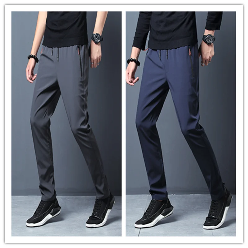 Męskie spodnie codzienne Stretch Slim Fit Elastic Waist Jogger Korean Classic Blue Black Grey Męskie spodnie markowe Plus Size 4XL 5XL