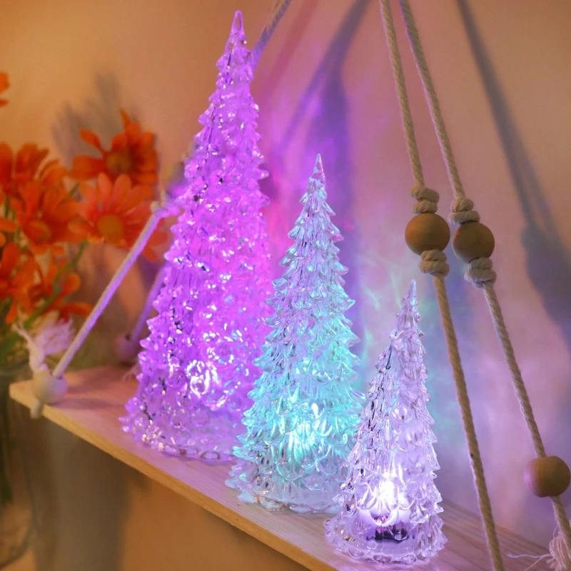 Light Up Christmas Tree Plastic Christmas Holiday Figurines Christmas Tree Lamps