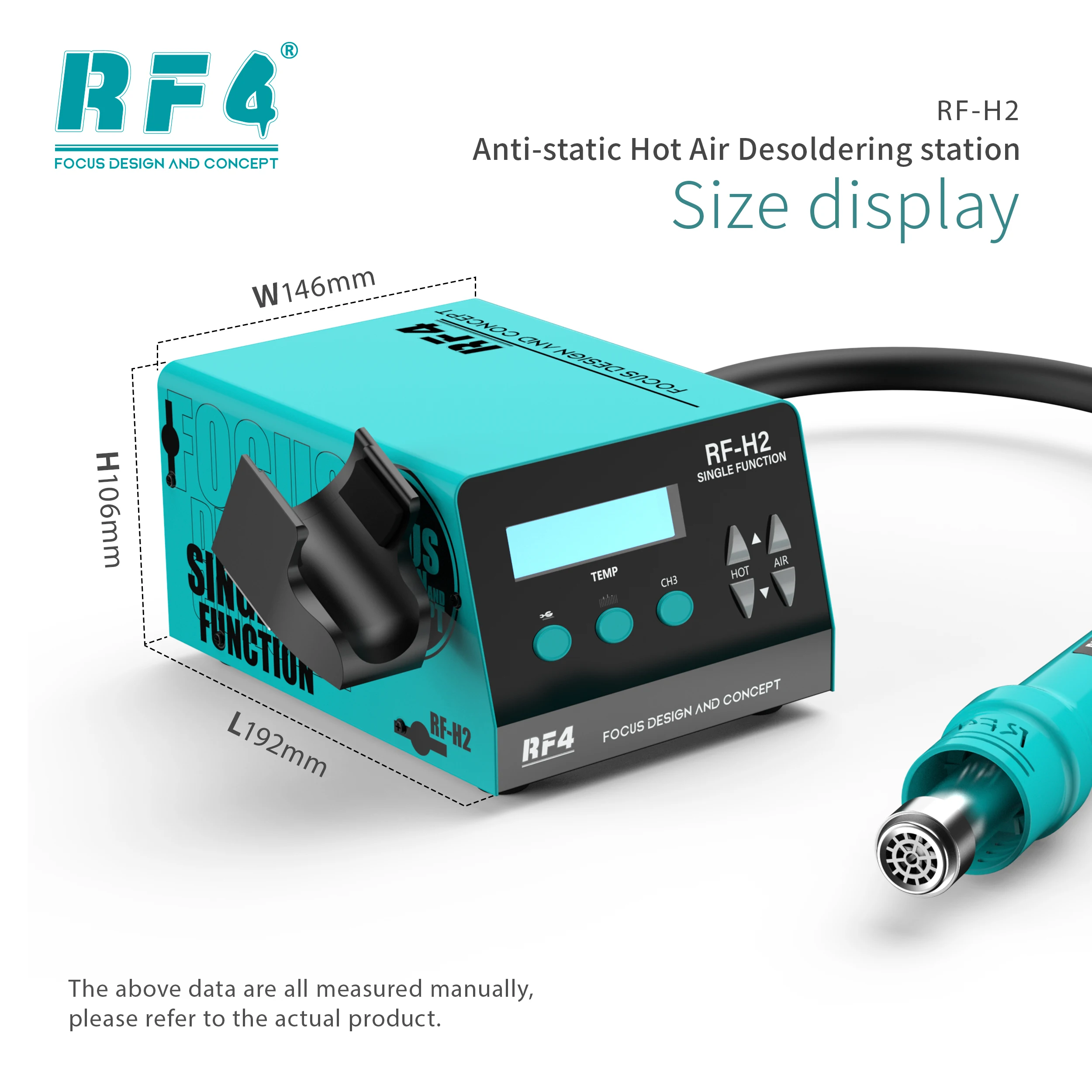 RF4 New1000W سريع ديسولديرينغ مسدس هواء ساخن محطة لحام شاشة ديجيتال ذكي محطة إعادة العمل بغا لإصلاح رقاقة PCB H2