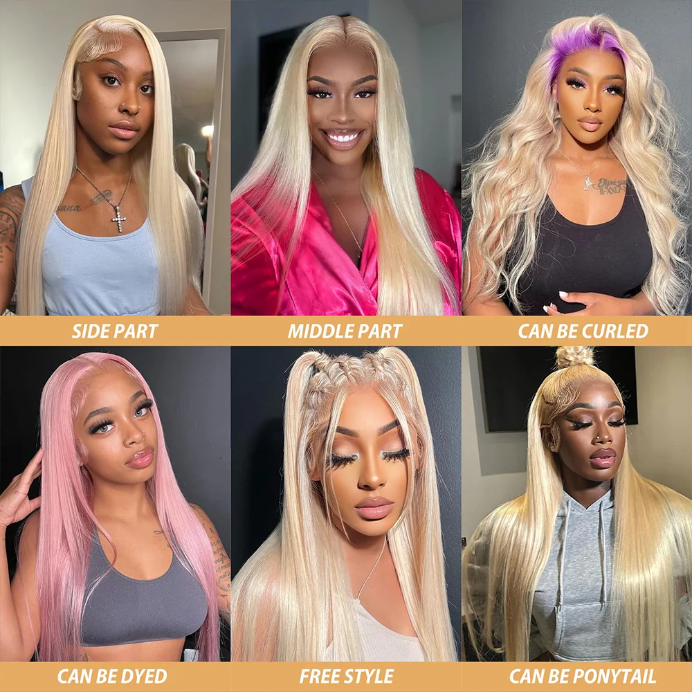 ブロンド613人毛ウィッグ ストレートレースフロントウィッグ 人毛13x4ストレートウィッグ 女性用 34インチレースフロントウィッグ 密度200