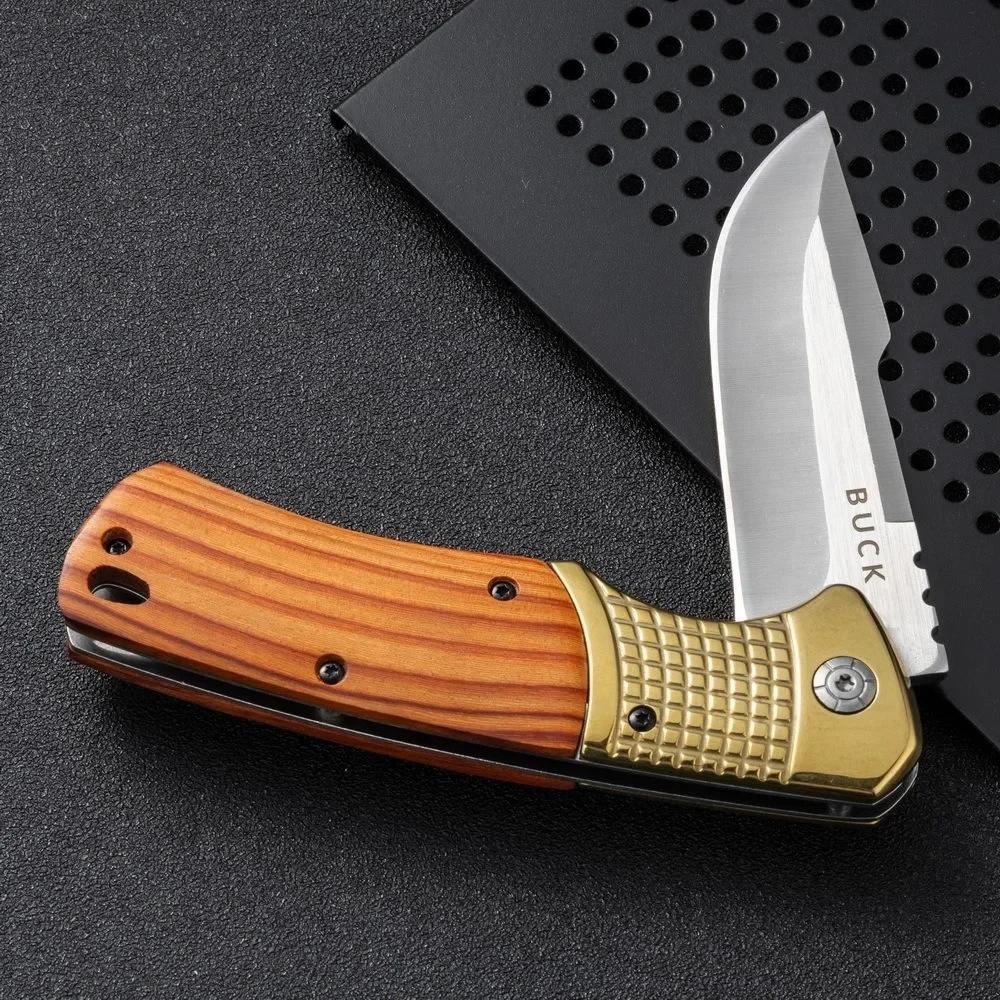 DA96 Outdoor Camping Survival Tactics Hunting Military EDC folding knife brass + colorwood 5Cr13Mov steel treatment men\'s gift