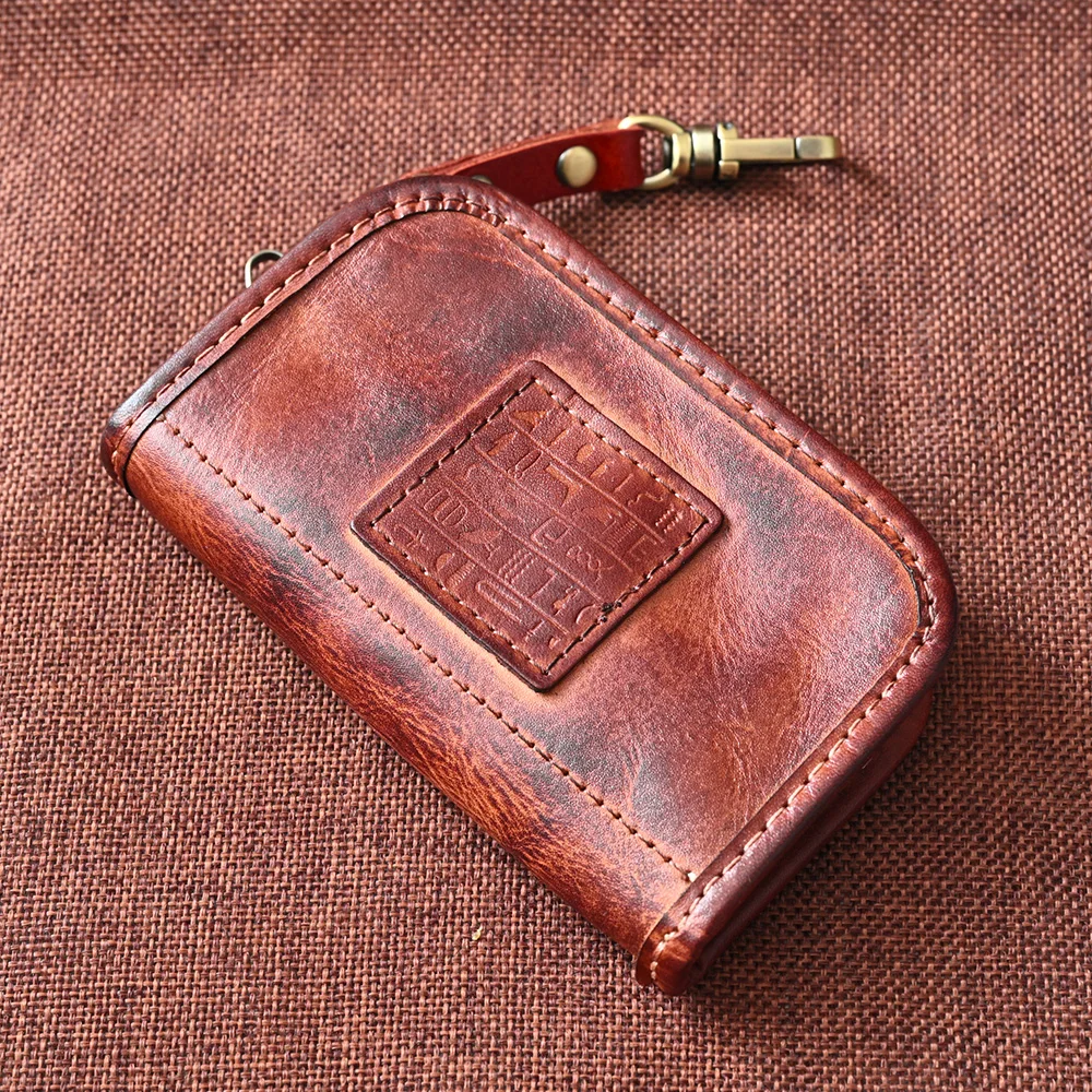 수제 진짜 가죽 자동차 키 홀더 정리함, 암소 가죽 자동차 키 가방 지갑, 가정부 다기능 키 케이스 카드