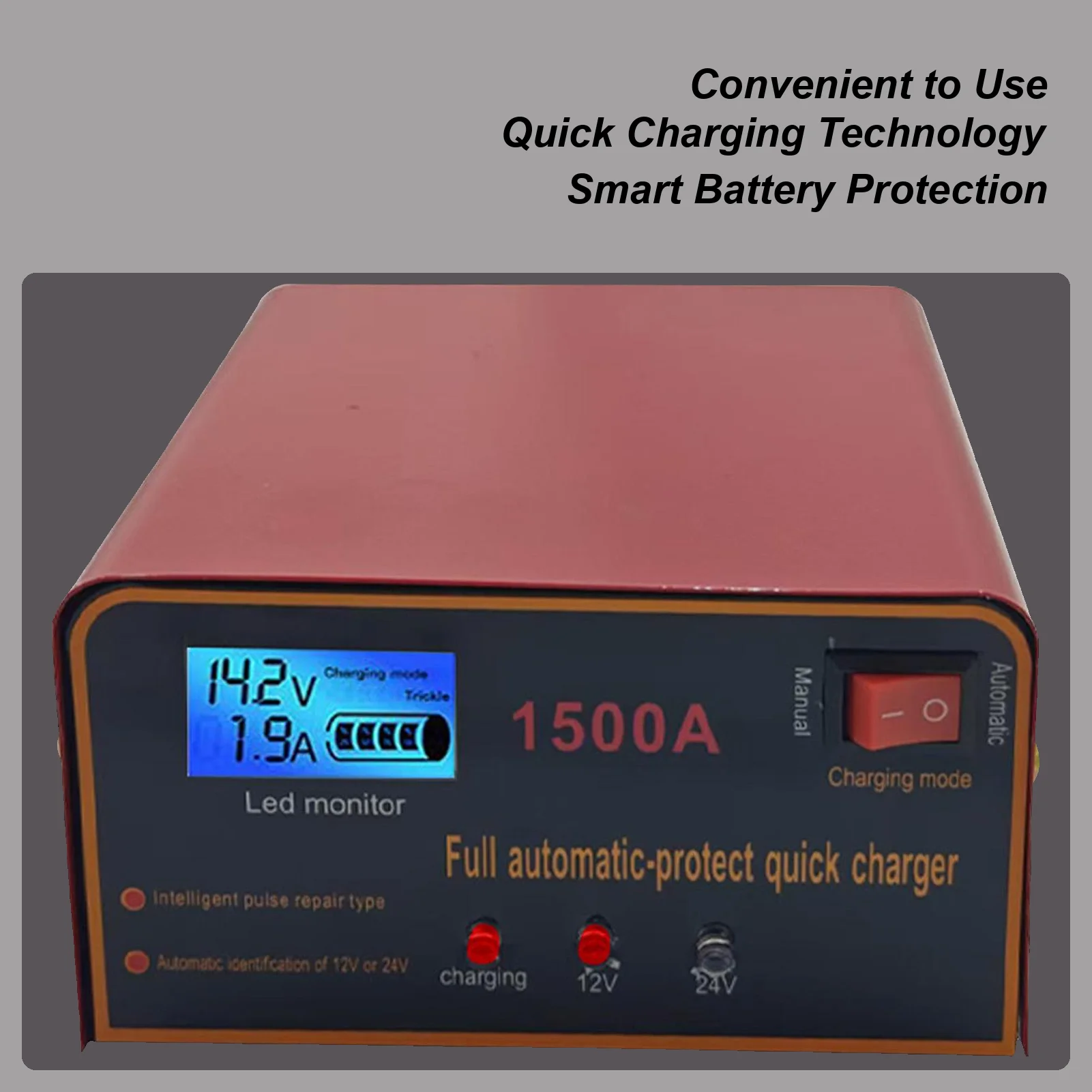 

Battery Charger Motorcycle Charger For Battery Maintainer Fast Charging Safety Protection Compressor Portable For Tractor Marine