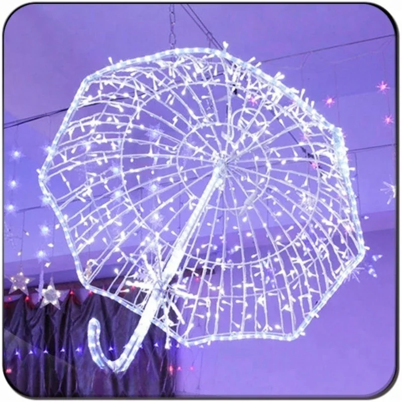 Christmas Umbrella Decoration with Light Emitting Diode Light Waterproof Street Light Outdoor Activities IP65 Warm White