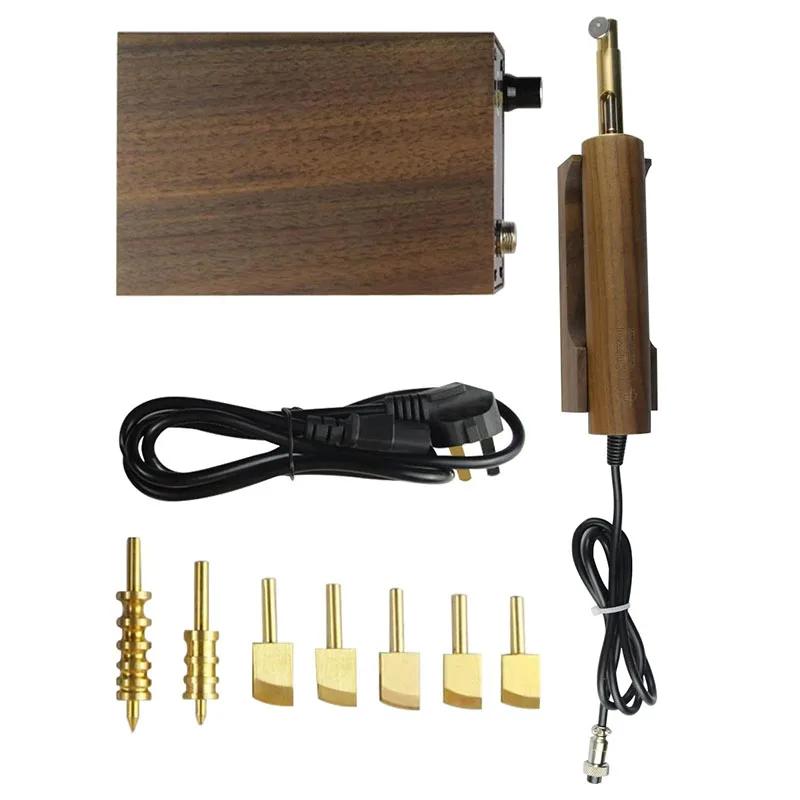 Máquina de planchar borde de cuero, calefacción eléctrica, Control de temperatura, soldador eléctrico, sello de latón, dispositivo de alambre de borde calentador