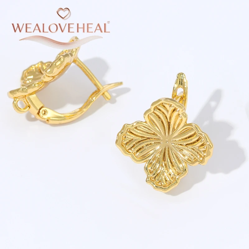 Ganchos para pendientes franceses con flores a la moda, palanca trasera, ajuste de bucle abierto para pendientes DIY, cierre, accesorios para hacer joyas