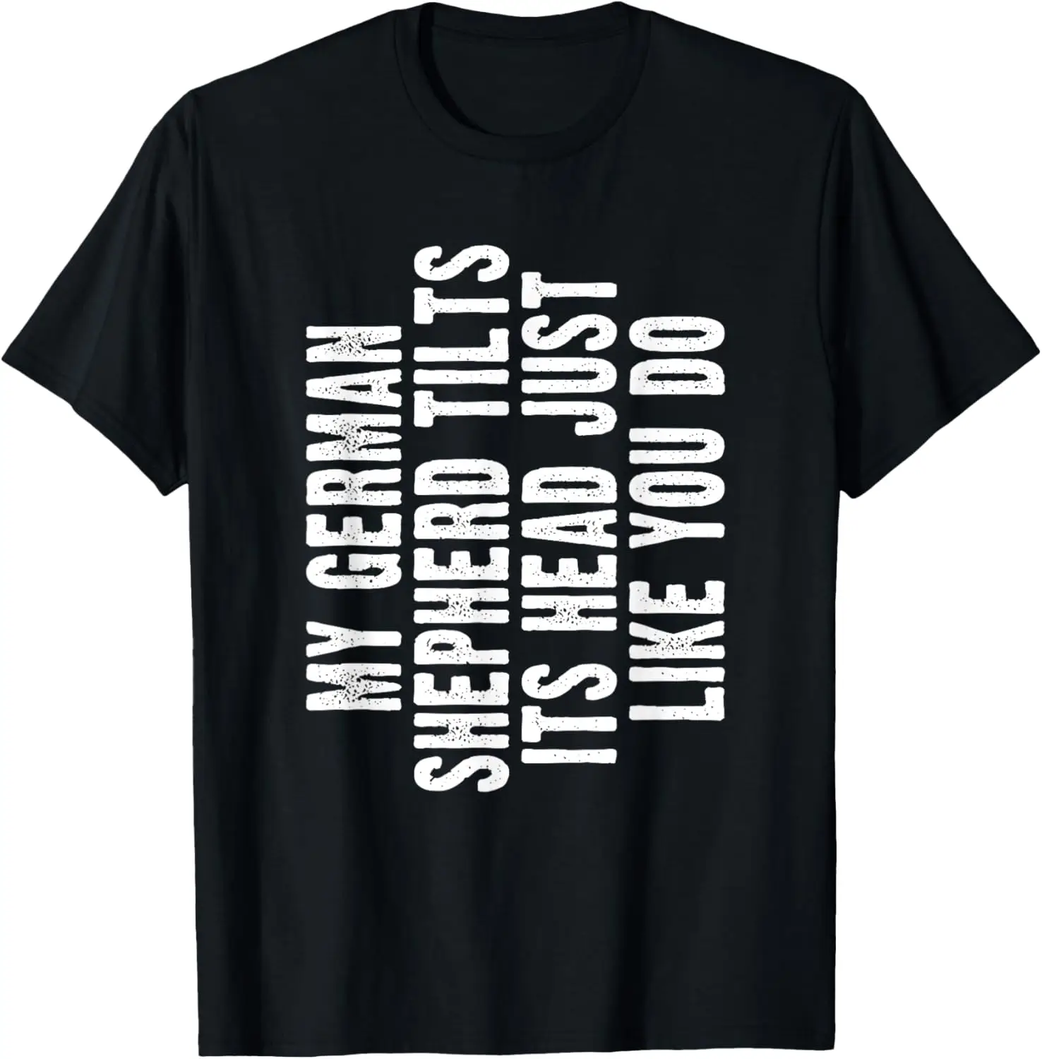 Camiseta alsacia divertida y bonita con cabeza inclinable de perro pastor alemán